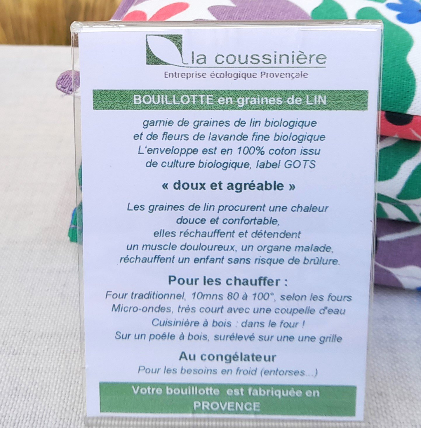 Bouillottes s&egrave;ches en graines de lin et lavande fine bio